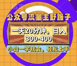 （12866期）公众号流量主野路子玩法，一天20分钟，日入300~400，小白一学就会-中创网_分享创业项目_助您在家赚钱
