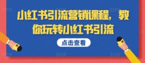 小红书引流营销课程,教你玩转小红书引流-中创网_分享创业项目_助您在家赚钱