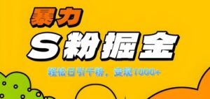 单人单机日引千粉，变现1k+，S粉流量掘金计划攻略【揭秘】-中创网_分享创业项目_助您在家赚钱