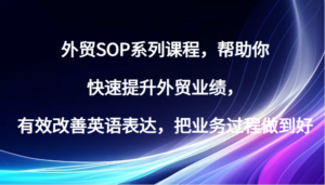 外贸SOP系列课程,帮助你快速提升外贸业绩,有效改善英语表达,把业务过程做到好-中创网_分享创业项目_助您在家赚钱