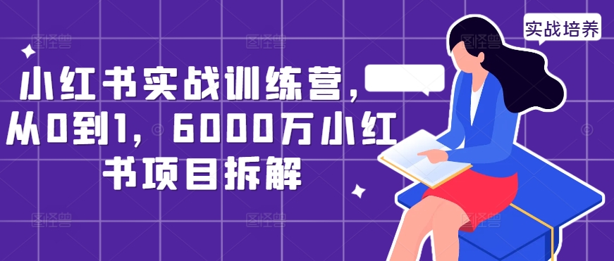 小红书实战训练营，从0到1，6000万小红书项目拆解-中创网_分享创业项目_助您在家赚钱