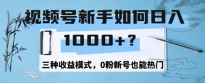 视频号新手如何日入1k？三种收益模式，0粉新号也能热门-中创网_分享创业项目_助您在家赚钱