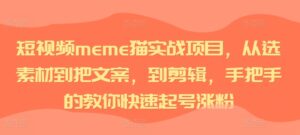 短视频meme猫实战项目,从选素材到把文案,到剪辑,手把手的教你快速起号涨粉-中创网_分享创业项目_助您在家赚钱