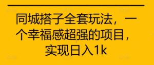 同城搭子全套玩法,一个幸福感超强的项目,实现日入1k【揭秘】-中创网_分享创业项目_助您在家赚钱