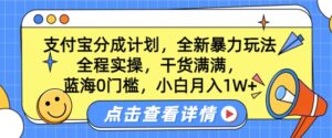 蓝海0门槛,支付宝分成计划,全新暴力玩法,全程实操,干货满满,小白月入1W+-中创网_分享创业项目_助您在家赚钱