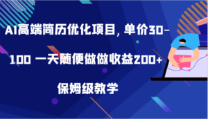 AI高端简历优化项目,单价30-100 一天随便做做收益200+ 保姆级教学-中创网_分享创业项目_助您在家赚钱