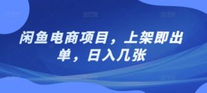 闲鱼电商项目，上架即出单，日入几张-中创网_分享创业项目_助您在家赚钱