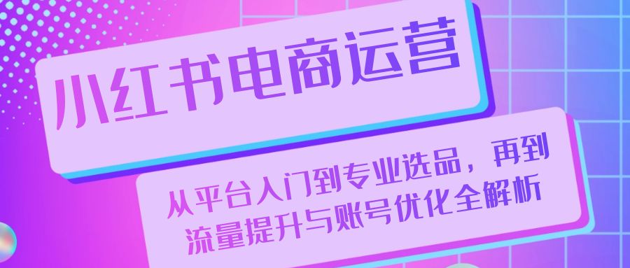 小红书电商运营：从平台入门到专业选品，再到流量提升与账号优化全解析-中创网_分享创业项目_助您在家赚钱