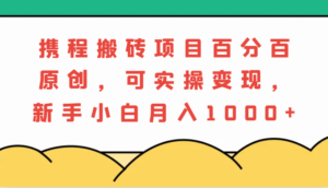 携程搬砖项目，百分百原创，可实操变现，新手小白月入1000+-中创网_分享创业项目_助您在家赚钱