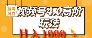 2024视频号4.0高阶变现项目，蓝海风口，日入1k-中创网_分享创业项目_助您在家赚钱