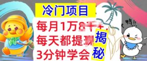 冷门项目,这个方法一定要学会,内部教程,每月1w(揭秘)-中创网_分享创业项目_助您在家赚钱
