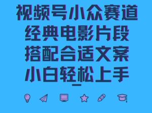 视频号小众冷门赛道,经典电影片段,搭配合适文案,小白轻松上手-中创网_分享创业项目_助您在家赚钱