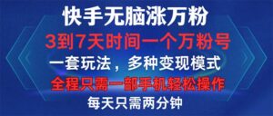 （12981期）快手无脑涨万粉，3到7天时间一个万粉号，全程一部手机轻松操作，每天只…-中创网_分享创业项目_助您在家赚钱