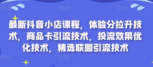 最新抖音小店课程,体验分拉升技术,商品卡引流技术,投流效果优化技术,精选联盟引流技术-中创网_分享创业项目_助您在家赚钱