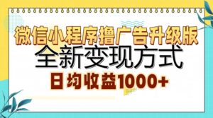 (13138期)微信小程序撸广告升级版,全新变现方式,日均收益1000+-中创网_分享创业项目_助您在家赚钱
