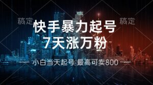 (13142期)快手暴力起号,7天涨万粉,小白当天起号 多种变现方式,账号回收,单月...-中创网_分享创业项目_助您在家赚钱