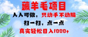 （13150期）薅羊毛项目，人人可做，只动手不动脑。扫一扫，点一点，真实轻松日入1000+-中创网_分享创业项目_助您在家赚钱