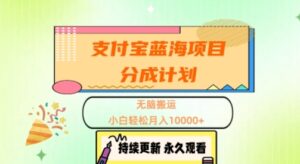 支付宝蓝海项目分成计划，无脑搬运，小白轻松月入1w+-中创网_分享创业项目_助您在家赚钱