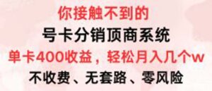 （12820期）号卡分销顶商系统，单卡400+收益。0门槛免费领，月入几W超轻松！-中创网_分享创业项目_助您在家赚钱