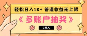 多账号抽奖,0投入也能赚收益,轻松日入1k+,管道收益无上限-中创网_分享创业项目_助您在家赚钱