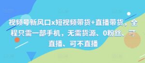 视频号新风口x短视频带货+直播带货，全程只需一部手机，无需货源、0粉丝、可直播、可不直播-中创网_分享创业项目_助您在家赚钱