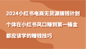 2024小红书电商无货源搞钱计划,个体在小红书风口赚到第一桶金应该学的赚钱技巧-中创网_分享创业项目_助您在家赚钱
