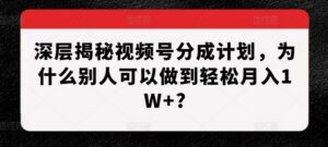 深层揭秘视频号分成计划,为什么别人可以做到轻松月入1W+?-中创网_分享创业项目_助您在家赚钱