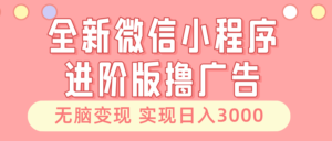 (13197期)全新微信小程序进阶版撸广告 无脑变现睡后也有收入 日入3000+-中创网_分享创业项目_助您在家赚钱