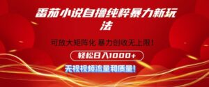 番茄小说自撸暴利新玩法,无门槛,不要流量不要质量,轻松日入1k-中创网_分享创业项目_助您在家赚钱