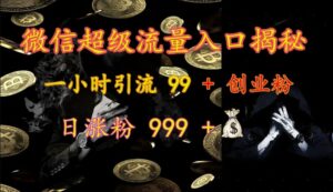 微信超级流量入口揭秘:一小时引流 99 + 创业粉,日涨粉 999 +-中创网_分享创业项目_助您在家赚钱