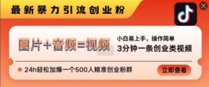 抖音最新暴力引流创业粉,3分钟一条创业类视频,24h轻松加爆一个500人精准创业粉群【揭秘】-中创网_分享创业项目_助您在家赚钱