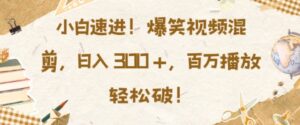 小白速进，爆笑视频混剪，日入3张，百万播放轻松破【揭秘】-中创网_分享创业项目_助您在家赚钱