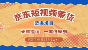 (13349期)最新京东短视频蓝海带货项目,无需剪辑无脑搬运,一键过原创,有手就能...-中创网_分享创业项目_助您在家赚钱