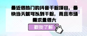 最近很热门的抖音千粉项目，最快当天就可以到干粉，而且市场需求量很大-中创网_分享创业项目_助您在家赚钱