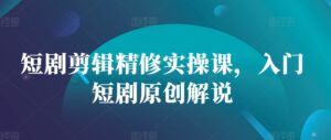 短剧剪辑精修实操课，入门短剧原创解说-中创网_分享创业项目_助您在家赚钱