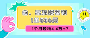 他,靠减肥咨询,1单536元,1个月轻松4.4w+?-中创网_分享创业项目_助您在家赚钱