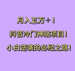 抖音冷门神贴项目，小白逆袭的必经之路，月入过W【揭秘】-中创网_分享创业项目_助您在家赚钱
