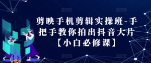 剪映手机剪辑实操班-手把手教你拍出抖音大片【小白必修课】-中创网_分享创业项目_助您在家赚钱