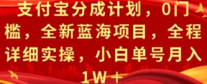 支付宝分成计划，0门槛，全新蓝海项目，全程详细实操，小白单号月入1W+-中创网_分享创业项目_助您在家赚钱
