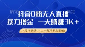 (13449期)抖音0粉无人直播暴力掘金,一天躺赚3K+,小白一部手机就能做-中创网_分享创业项目_助您在家赚钱