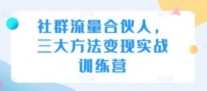 社群流量合伙人,三大方法变现实战训练营-中创网_分享创业项目_助您在家赚钱