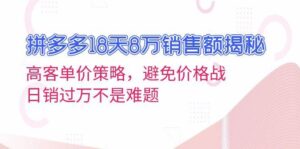 拼多多18天8万销售额揭秘：高客单价策略，避免价格战，日销过万不是难题-中创网_分享创业项目_助您在家赚钱