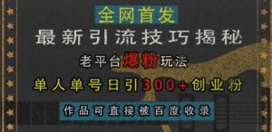 最新引流技巧揭秘，老平台爆粉玩法，单人单号日引300+创业粉，作品可直接被百度收录-中创网_分享创业项目_助您在家赚钱