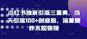 小红书独家引流三重奏，当天引流100+创业粉，流量爆炸不愁变现【揭秘】-中创网_分享创业项目_助您在家赚钱