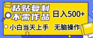 粘贴复制,无需作品,日入500+,小白当天上手,无脑操作-中创网_分享创业项目_助您在家赚钱