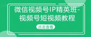微信视频号IP精英班-视频号短视频教程-中创网_分享创业项目_助您在家赚钱