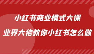 小红书商业模式大课,业界大佬教你小红书怎么做【视频课】-中创网_分享创业项目_助您在家赚钱
