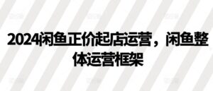 2024闲鱼正价起店运营，闲鱼整体运营框架-中创网_分享创业项目_助您在家赚钱