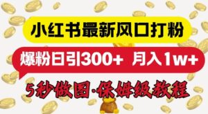 小红书最新图文打粉,5秒做图教程,爆粉日引300+-中创网_分享创业项目_助您在家赚钱