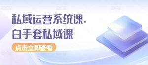 私域运营系统课,白手套私域课-中创网_分享创业项目_助您在家赚钱